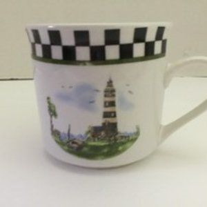 Vintage Alco Industries Lighthouse Coffee Cup Mug Checker Board Top AOILIG UGC
